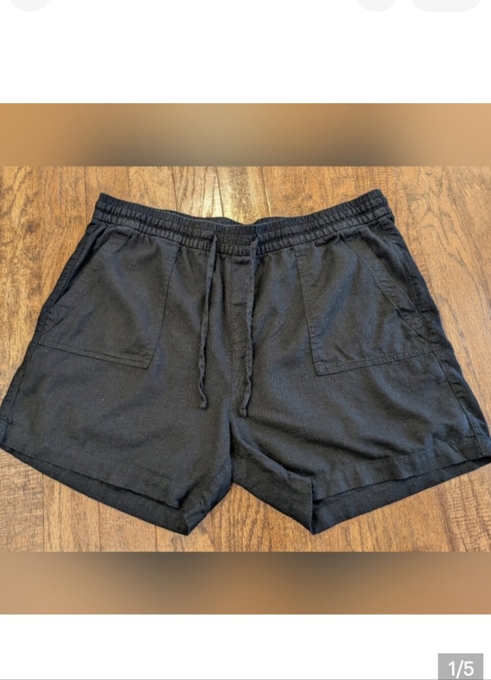 Linen shorts Rayon Black Women's Shorts Size XL